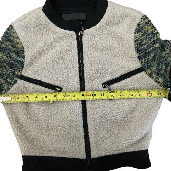TOV holy boho hippie tweed fleece crop jacket full zipper front size 38 - Picture 4 of 8